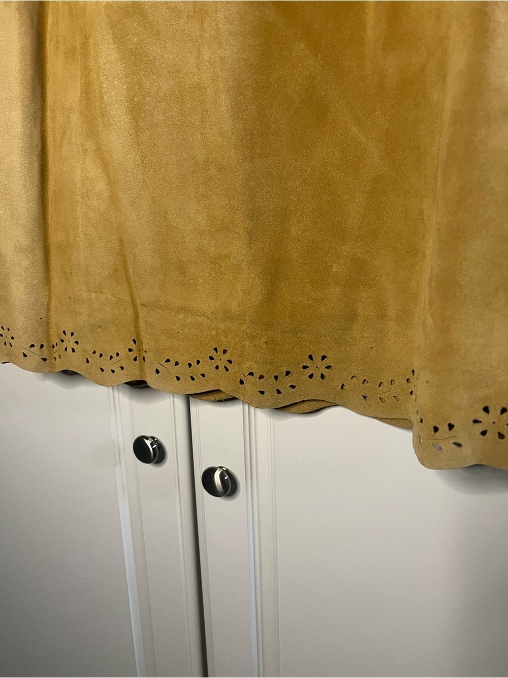Vintage Ann Taylor Italian Suede Leather A-Line Skirt - Picture 5 of 13
